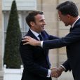 Le président de la république, Emmanuel Macron reçoit Mark Rutte, Premier ministre des Pays-Bas pour un entretien au palais de l'Elysée, Paris, France, le 6 mai 2019. © Stéphane Lemouton / Bestimage