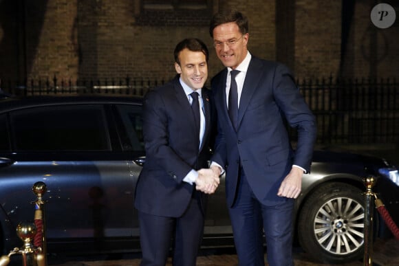Le président de la République française Emmanuel Macron, en visite aux Pays-Bas, rencontre le premier ministre des Pays-Bas Mark Ruttes, à La Haye, Pays-Bas, le 21 mars 2018. © Peter Dejong/pool/Bestimage
