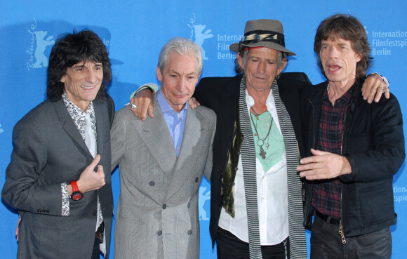Ronie Woods, Charlie Watts, Keith Richards et Mick Jagger à Berlin en 2008.