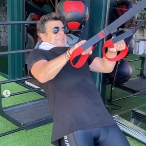 Patrick Bruel fait du sport au centre de remise en forme SHA, à Alicante. Juillet 2020.