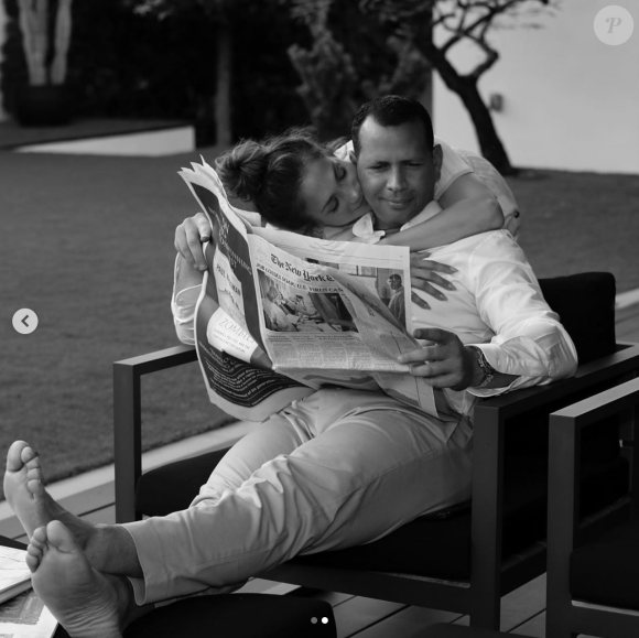 Jennifer Lopez et son fiancé Alex Rodriguez. Mai 2020.