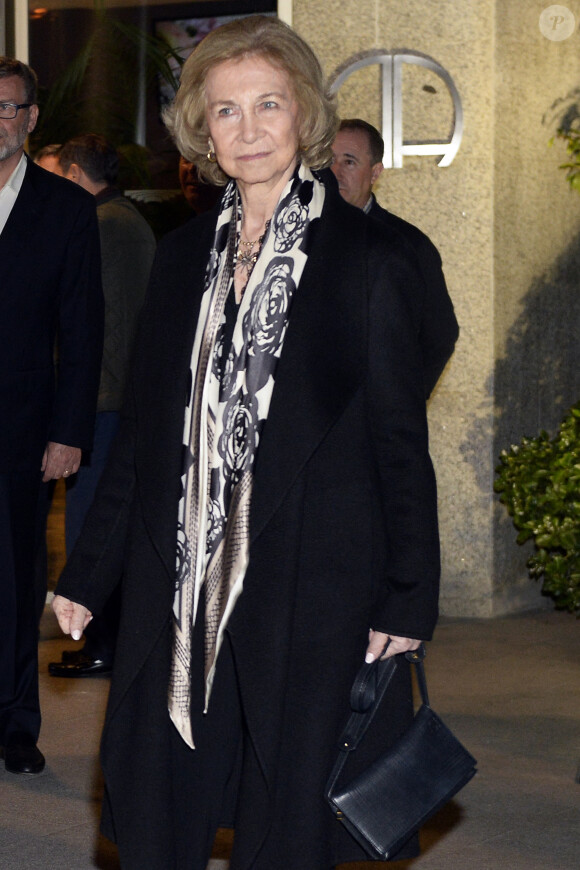 Le roi Juan Carlos et la reine Sofia d'Espagne à leur arrivée aux obsèques de l'homme d'affaires mexicain Placido Arango à Madrid. Le 17 février 2020