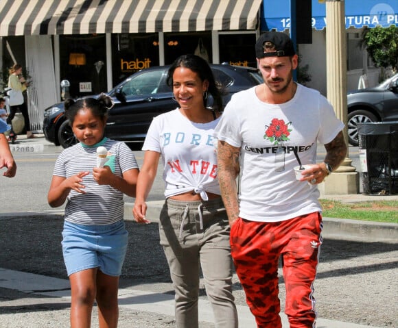 Christina Milian, Violet et M. Pokora, le 3 août 2019 à Los Angeles. 