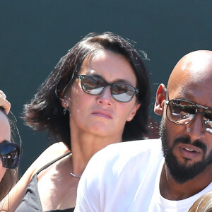 Nicolas Anelka et sa femme Barbara - La France a remporté la demi-finale de la Coupe Davis face à la République tchèque à Roland Garros à Paris, le 13 septembre 2014.