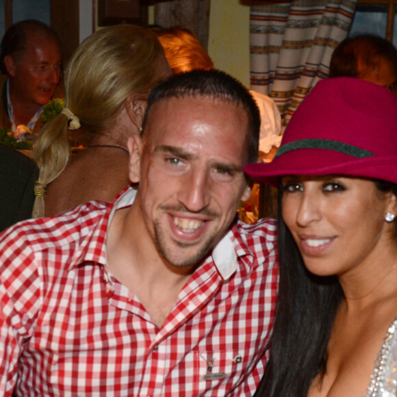 Franck Ribéry et sa femme Wahiba lors de l'Oktoberfest, à Munich, le 23 septembre 2012. Photo by Felix Hoerhager/DPA/ABACAPRESS.COM