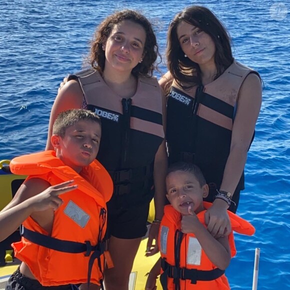 Franck Ribéry a partagé une photo de quatre de ses cinq enfants, lors de leurs vacances en famille le 9 août 2020.