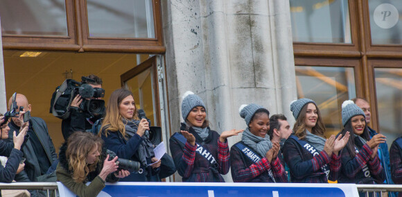 Camille Cerf (miss France 2015), Miss Tahiti Vaimalama Chaves, Miss Saint-Martin Saint-Barthelemy Alisson Geoges, Miss Rhone-Alpes Pauline Laniro, Miss Réunion Morgane Soucramanien - © Stéphane Vansteenkiste/Bestimage