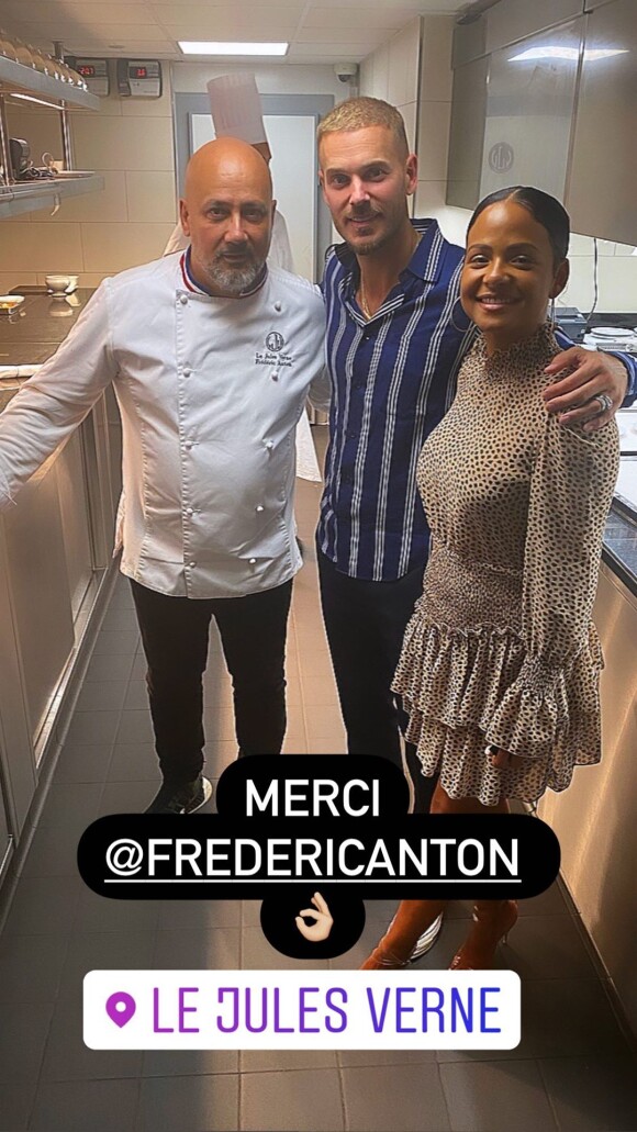 M. Pokora et sa chérie Christina Milian dinent à la Tour Eiffel, à Paris. Instagram.
