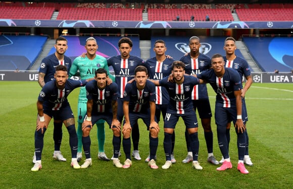 L'équipe du PSG (Paris Saint-Germain) lors de la finale de la Ligue des Champions, le 23 août 2020 à Lisbonne. © Pool UEFA via Bestimage