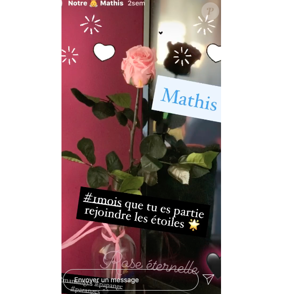 Claire ("L'amour est dans le pré" 2015) a posté une photo qui rendait hommage son bébé Mathis, mort en juillet 2020. Le 5 août 2020.
