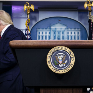 Le président américain Donald Trump donne une conférence de presse avant son déplacement à Kenosha, le 31 août 2020. Les manifestations à Kenosha, suite à l'affaire de Jacob Blake, ont fait deux morts.