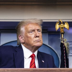 Le président américain Donald Trump donne une conférence de presse avant son déplacement à Kenosha, le 31 août 2020. Les manifestations à Kenosha, suite à l'affaire de Jacob Blake, ont fait deux morts.