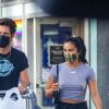Exclusif - Camila Mendes et son compagnon Grayson Vaughan très amoureux lors d'une sortie shopping à Hollywood le 14 août 2020.