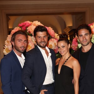 Exclusif - Christophe Beaugrand avec son mari Ghislain Gerin, Denitsa Ikonomova et Olivier Dion au cocktail de la 10ème édition du "Global Gift Gala" à l'hôtel Four Seasons George V à Paris, le 3 juin 2019. © Cyril Moreau/Global Gift Foundation/Bestimage