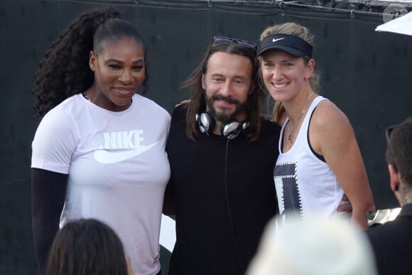 Serena Williams, Bob Sinclar, Victoria Azarenka lors d'un tournoi de tennis caritatif pour la 14ème édition annuelle du "Desert Smash 2018" à La Quinta en Californie, le 6 mars 2018. 