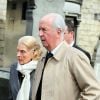 Edouard Balladur et sa femme Marie-Josee - Obseques de Antoine Veil au cimetiere du Montparnasse a Paris le 15 avril 2013.