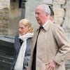 Edouard Balladur et sa femme Marie-Josee - Obseques de Antoine Veil au cimetiere du Montparnasse a Paris le 15 avril 2013.