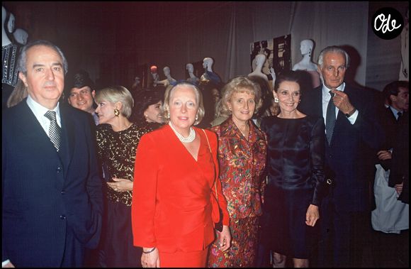 Archives- Edouard Balladur, Bernadette Chirac au 40e anniversaire de la maison Givenchy à Paris, en 1991. 
