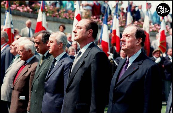 PHILIPPE SEGUIN, EDOUARD BALLADUR, JACQUES CHIRAC ET PHILIPPE DE GAULLE SONT REUNIS A BAYEUX
