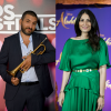 Ibrahim Maalouf et Hiba Tawaji se sont mariés à Paris. Le musicien pendant les répétitions de l'émission de télévision "Nice Jazz Festival" à Nice. © Bruno Bebert/Bestimage - La chanteuse à l'avant-première du film "Aladdin" au Grand Rex à Paris. © Olivier Borde/Bestimage