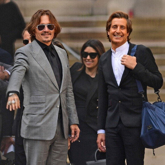 David Sherborne (avocat) - Johnny Depp la sortie de la Cour royale de justice à Londres le dernier jour du procès en diffamation contre le magazine The Sun Newspaper, le 28 juillet 2020.