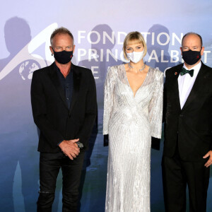 Sting, la princesse Charlène de Monaco, le prince Albert II de Monaco lors du photocall du gala "Monte-Carlo Gala for Planetary Health" organisé par la Fondation Prince Albert II de Monaco le 24 septembre 2020. © Jean-François Ottonello / Nice Matin / Bestimage