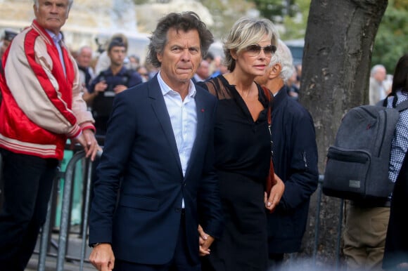 Le chef Guy Martin et sa femme Katherina Marx - Arrivées - Obsèques de Mireille Darc en l'église Saint-Sulpice à Paris, France, le 1er septembre 2017.