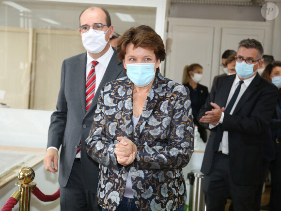 Visite du Mobilier National pour les Journées européennes du patrimoine en présence du Premier ministre Jean Castex et Roselyne Bachelot Ministre de la Culture à Paris le 19 septembre 2020. Ils sont masqués lors de l'épidémie de Coronavirus (COVID-19). 