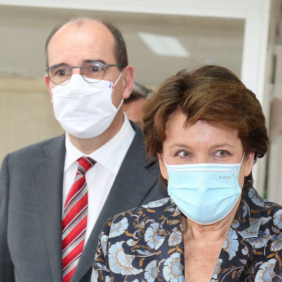 Visite du Mobilier National pour les Journées européennes du patrimoine en présence du Premier ministre Jean Castex et Roselyne Bachelot Ministre de la Culture à Paris le 19 septembre 2020. Ils sont masqués lors de l'épidémie de Coronavirus (COVID-19). 