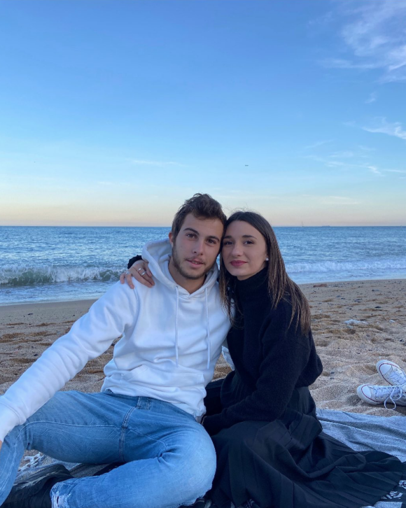 Hugo Gaston et sa petite amie Laetitia à Barcelone, en mars 2020.
