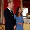 Le prince William, duc de Cambridge, et Kate Middleton, duchesse de Cambridge, reçoivent le président d'Ukraine, Volodymyr Zelensky et sa femme Olena à Buckingham Palace à Londres, le 7 octobre 2020.
