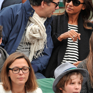 Karine Le Marchand et sa fille Alya, Stéphane Plaza aux Internationaux de France de tennis de Roland Garros à Paris, le 29 mai 2014.