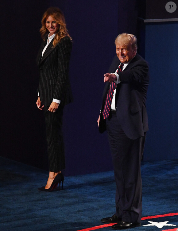 Donald Trump et sa femme la Premiere Dame Melania Trump - Présidentielle américaine : Premier débat entre Donald Trump et Joe Biden à Cleveland dans l'Ohio.