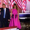 Le président américain Donald Trump et la première dame, Melania Trump - Donald Trump, accompagné de Melania Trump, et Mike Pence poursuivent la Convention nationale Républicaine au Fort McHenry à Baltimore devant leurs partisans, le 26 août 2020. 