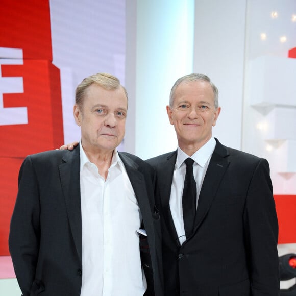 Jacques Spiesser et Francis Huster - Enregistrement de l'émission "Vivement Dimanche" présentée par M. Drucker à Paris le 8 avril 2019 et qui sera diffusée le 14 avril. © Guillaume Gaffiot/Bestimage 