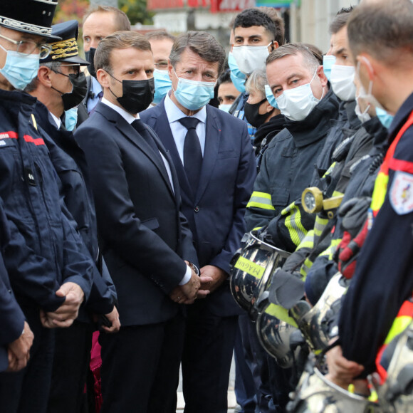 Christian Estrosi, maire de Nice - Arrivée du président Emmanuel Macron à la basilique Notre-Dame de Nice le 29 octobre 2020. Une attaque à l'arme blanche a eu lieu ce jeudi matin dans la basilique Notre-Dame de Nice, faisant au moins trois morts et plusieurs blessés. L'auteur des faits, grièvement blessé, a été interpellé. Le parquet national antiterroriste est saisi. © Patrice Lapoirie / Nice Matin / Bestimage 