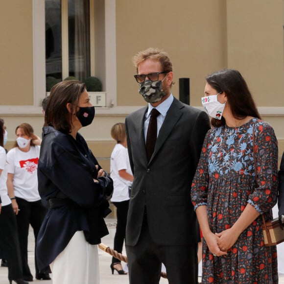 La princesse Stéphanie de Monaco, Andrea et sa femme Tatiana Casiraghi, Pierre Casiraghi, Louis Ducruet - Le mardi 2 juin 2020 à Monaco  © Claudia Albuquerque / Bestimage