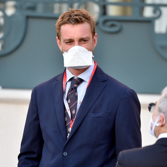 Pierre Casiraghi - Tournage du remake du court métrage "C'était un rendez-vous" avec cette fois-ci comme acteur principal le pilote monégasque de l'écurie Ferrari C.Leclerc au volant d'une Ferrari SF90 Stradale sur le parcours du Grand Prix de Monaco bouclé pour l'occasion durant deux heures le 24 mai 2020. © Bruno Bebert/Bestimage