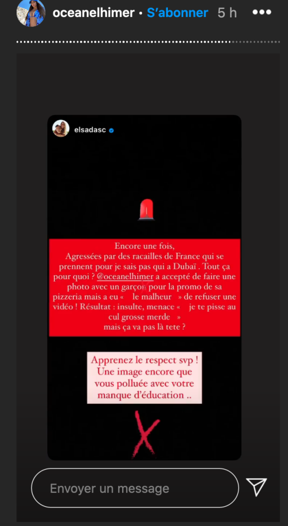 Océane El Himer (Les Marseillais) révèle avoir été "agréssée" à Dubaï à la sortie d'un restaurant - Instagram, 10 novembre 2020