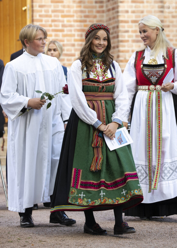 La princesse Mette-Marit de Norvège, la princesse Ingrid Alexandra de Norvège - Confirmation du prince Sverre Magnus à Asker Kirke (église) à Asker près d'Oslo le 5 septembre 2020.