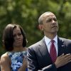 Barack Obama et Michelle Obama devant le Vietnam Veterans Memorial Wall de Washington en 2012