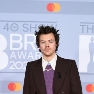Harry Styles - Photocall de la cérémonie des "Brit Awards 2020" à l'O2 Arena à Londres, le 18 février 2020.