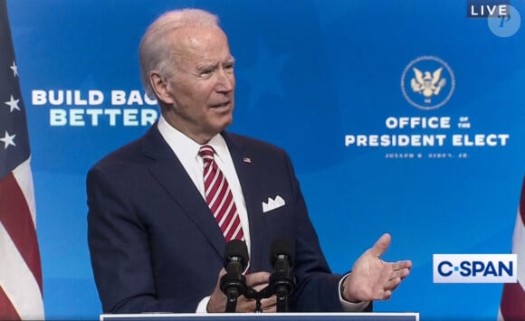 Joe Biden prononce un discours à propos de l'économie américaine à Wilmington. Le 16 novembre 2020. © C-Span/ZUMA Wire / Bestimage