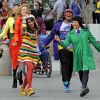 Lea Michele, Jenna Ushkowitz, Dianna Agron et Amber Riley en tournage à New York