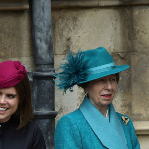 Zara Phillips (Zara Tindall) enceinte, la princesse Eugenie et son fiancé Jack Brooksbanke, la princesse Anne, la princesse Beatrice, Timothy Laurence - La famille royale d'Angleterre célèbre le dimanche de Pâques dans la Chapelle Saint-Georges de Windsor le 31 mars 2018.