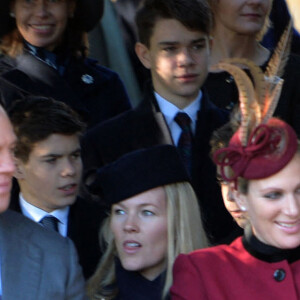 Zara Phillips enceinte, Mike Tindall - La famille royale d'Angleterre se rend a la messe de Noel a l'eglise St Mary Magdalene a Sandringham, le 25 décembre 2013.