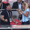 Ronaldo Luis Nazário de Lima, dit Ronaldo, Diego Maradona et sa compagne Rocio Oliva - Célébrités dans les tribunes opposant la France à l'Argentine lors des 8ème de finale de la Coupe du monde à Kazan en Russie le 30 juin 2018 © Cyril Moreau/Bestimage