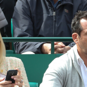 Estelle Lefébure et son compagnon Pascal Ramette - People au Tennis Rolex Masters de Monte-Carlo à Monaco. Le 19 avril 2014