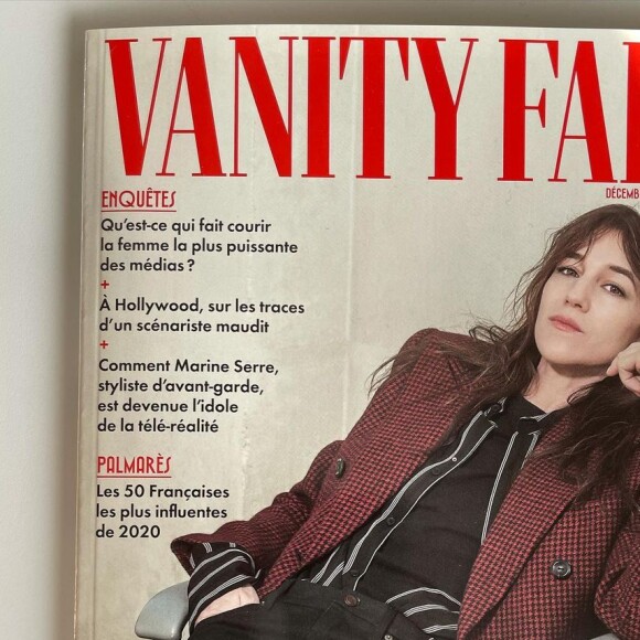 Charlotte Gainsbourg en couverture du magazine "Vanity Fair", numéro de décembre 2020-janvier 2021.