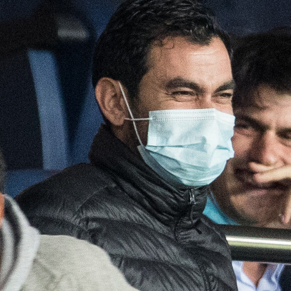 Jamel Debbouze a quitté précipitamment le stade lors du match de championnat de Ligue 1 Uber Eats opposant le Paris Saint-Germain (PSG) à Angers sporting club de l'Ouest (ASCO) au Parc des Princes à Paris, France, le 2 octobre 2020. Le PSG a gagné 6-1. © Cyril Moreau/Bestimage